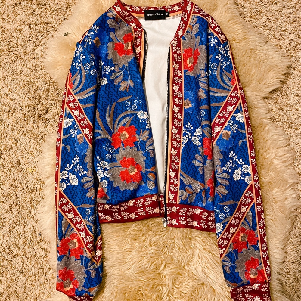 Honeybum Japanese Floral Bomber Jacket